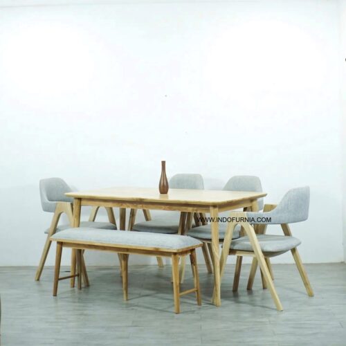 Set Meja Kursi Cafe Kayu Jati Japandi Minimalis