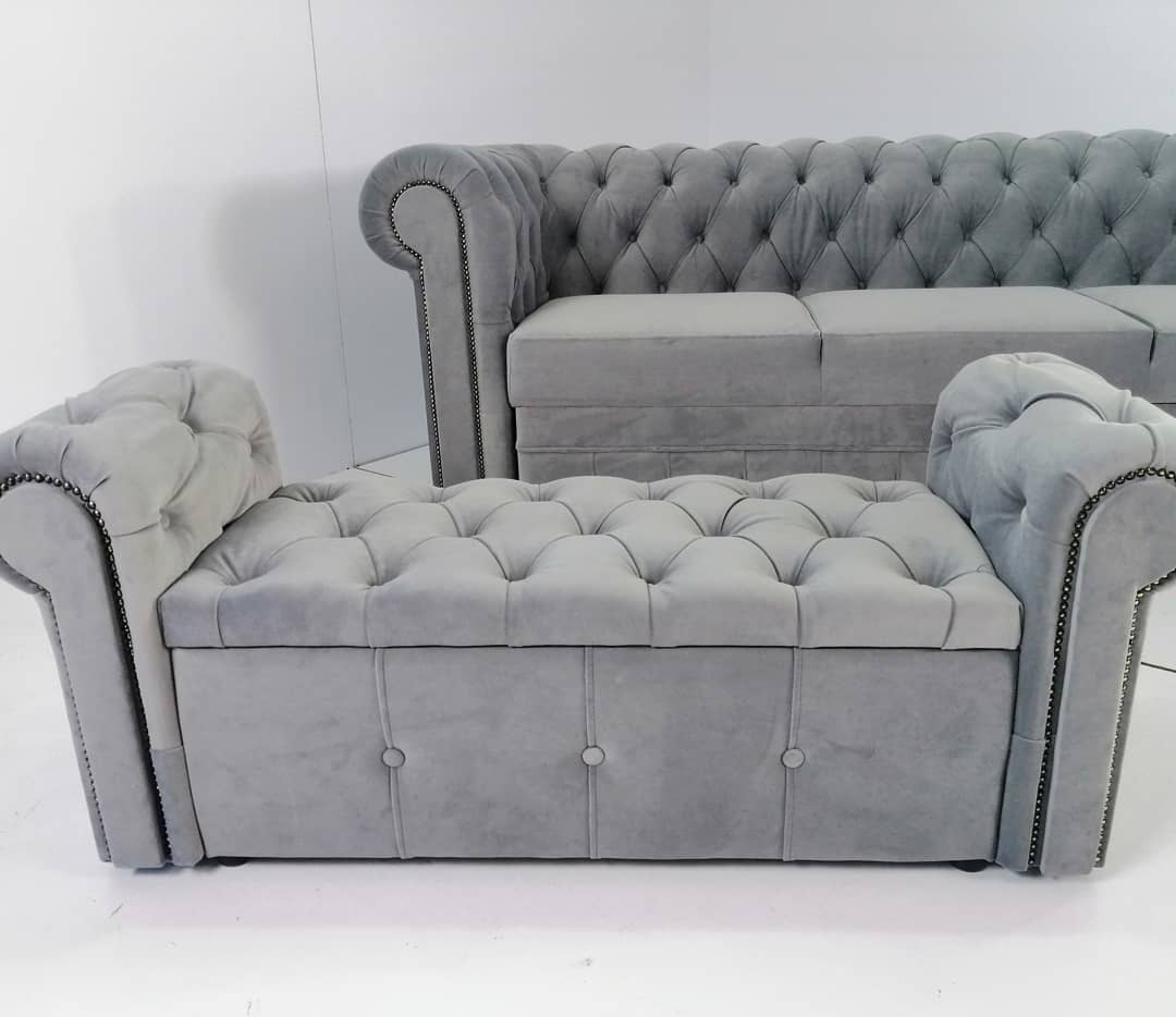 Sofa Bench Kancing Minimalis Penyimpanan