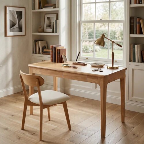 Meja Kerja Kayu Scandinavian Minimalis Home Office dan Ruang Belajar
