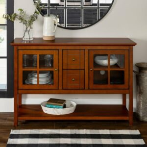 Lemari Hias Ruang Tamu Sederhana Rustic Coklat