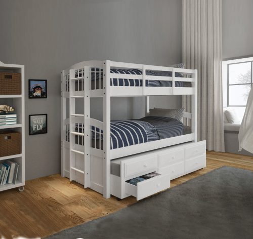 Tempat Tidur Susun Trundle Putih