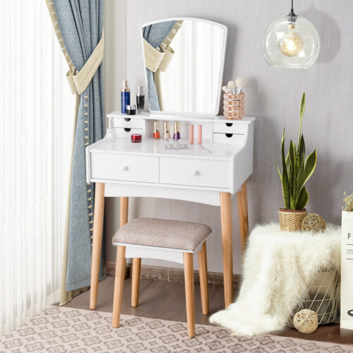 Meja Rias Putih Cushioned Kecil