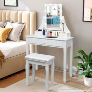 Meja Rias Salon Minimalis Bulbs Kaca