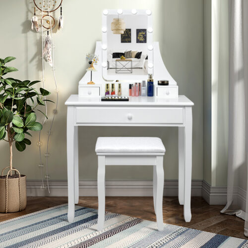 Meja Rias Salon Minimalis Bulbs Kaca