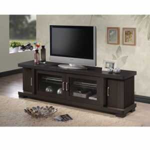 Meja TV Kayu Jati Minimalis Modern Kittery Kaca