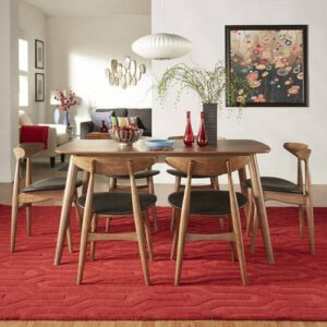 Meja Makan Kayu Minimalis 6 Kursi Lane
