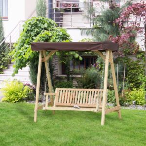 Kursi Ayunan Kayu Canopy