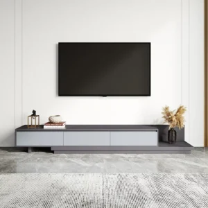 Meja TV Minimalis Modern Kayu Jati 3 Laci