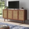 Rak TV Modern Kayu Jati Rotan