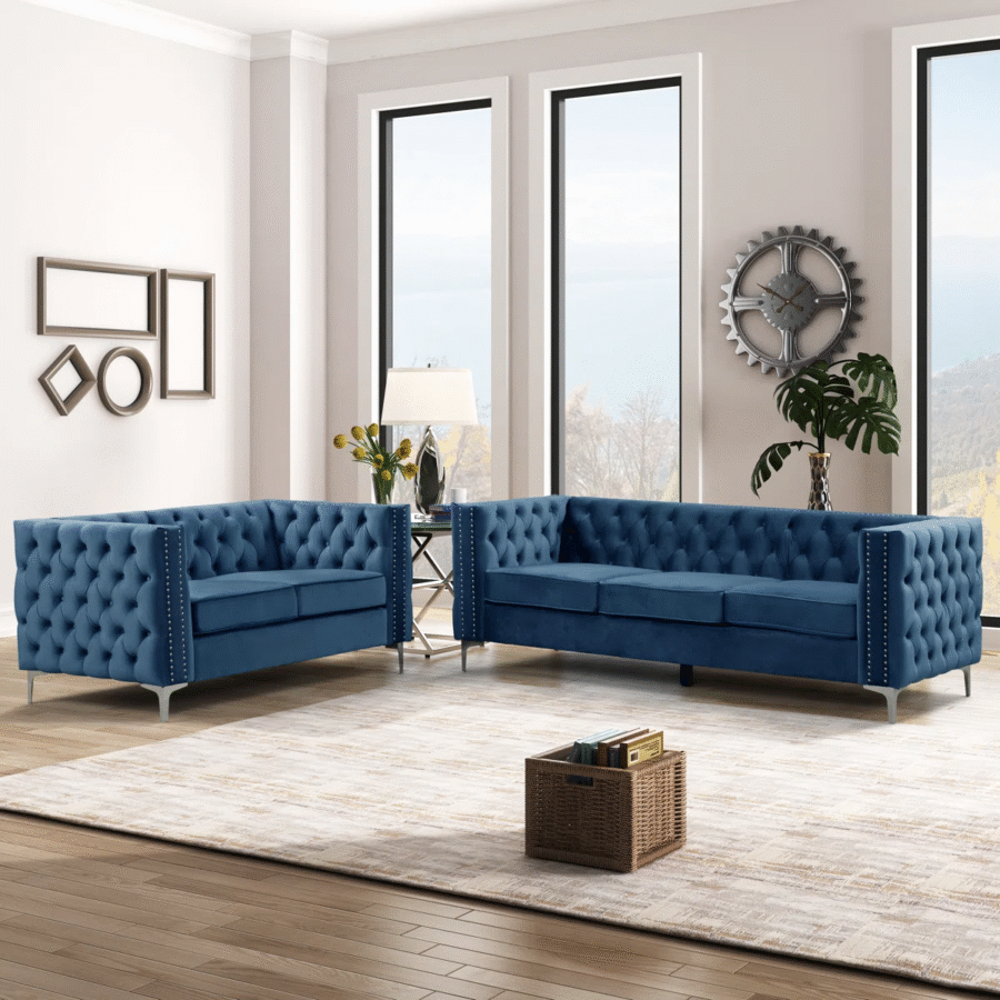 Kursi Sofa Ruang Tamu Chesterfield Kaki Industrial Minimalis