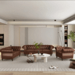 Satu Set Sofa Chesterfield Gaya Eropa Mewah