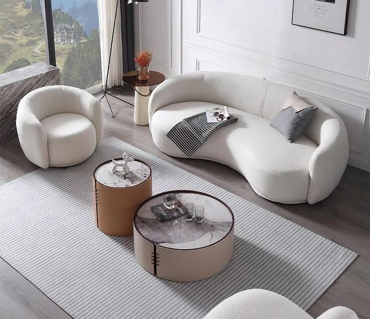 Set Kursi Sofa Lengkung Ruang Tamu Minimalis Barlea