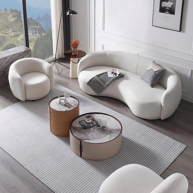 Set Kursi Sofa Lengkung Ruang Tamu Minimalis Barlea