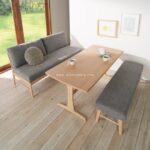 Set Meja Kursi Sofa Cafe Restoran Kayu Jati Minimalis Japandi