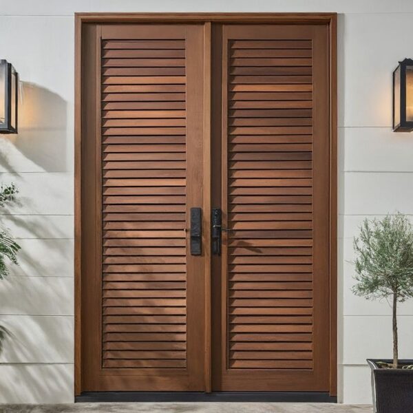 Pintu Kupu Tarung Model Strip Kayu Jati