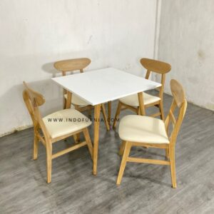 Set Meja 4 Kursi Cafe Ropan Ruang Makan Kecil Murah Kayu Jati