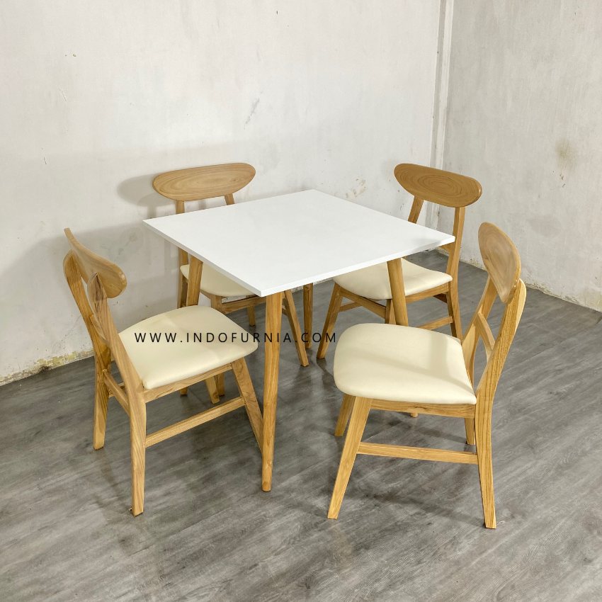 Set Meja 4 Kursi Cafe Ropan Ruang Makan Kecil Murah Kayu Jati