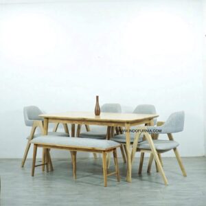Set Meja Kursi Cafe Kayu Jati Japandi Minimalis