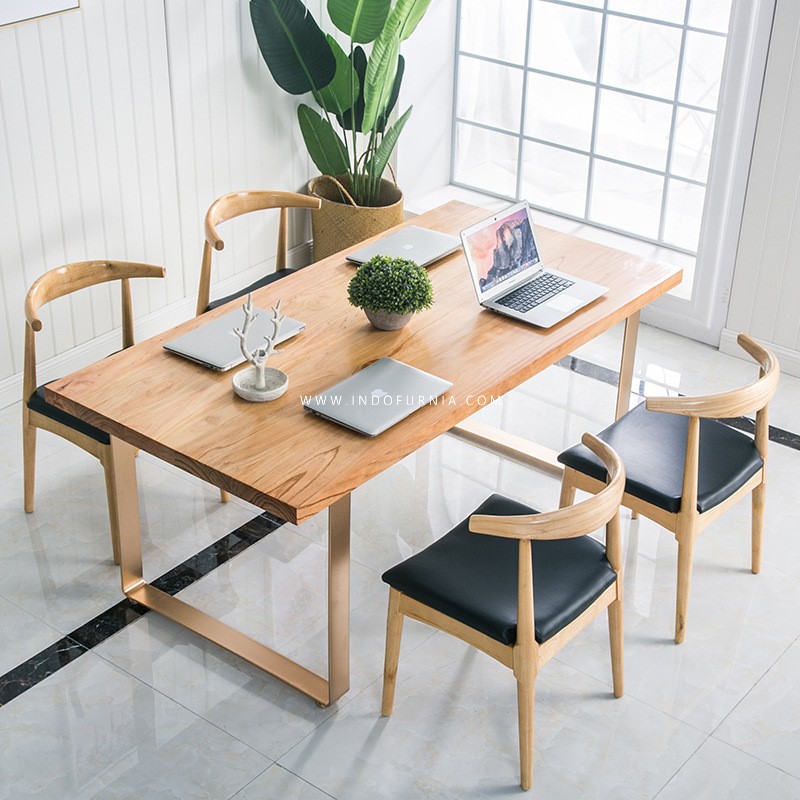 Set Meja Kursi Cafe Minimalis Modern Kaki Besi Banteng