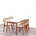 Set Meja Kursi Cafe Minimalis Rotan Kacang