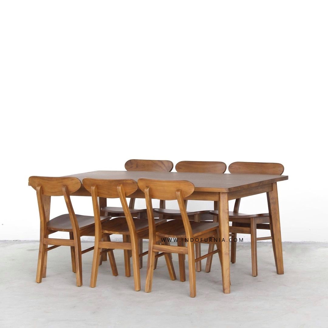 Set Meja Makan 6 Kursi Cafe Ropan Kayu Jati