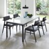 Set Meja Makan Marmer 4 Kursi Cafe Kayu Scandinavian
