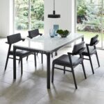 Set Meja Makan Marmer 4 Kursi Cafe Kayu Scandinavian