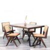 Set Meja Makan Trembesi 4 Kursi Cafe Kayu Rotan