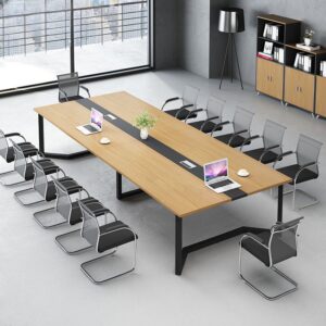 Meja Rapat Minimalis Industrial Kaki Besi Modern