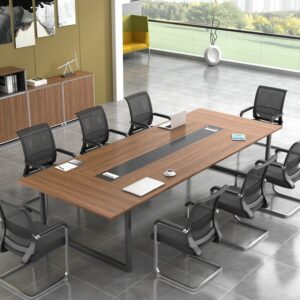 Meja Meeting 8 Orang Minimalis Kaki Besi Industrial